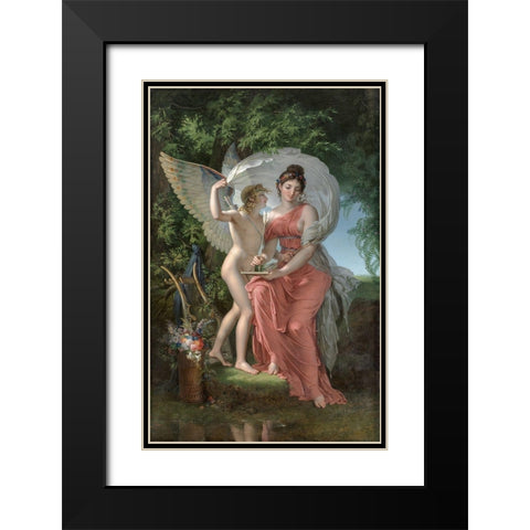 Erato, Muse of Lyrical Poetry Black Modern Wood Framed Art Print with Double Matting by Meynier, Charles
