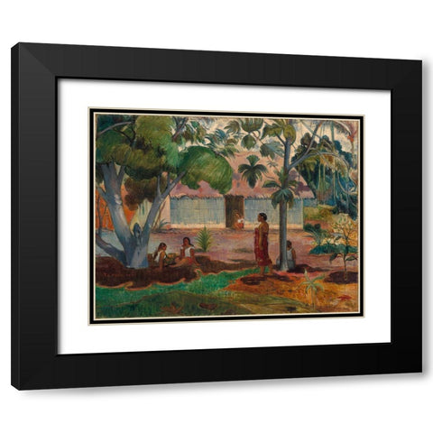 The Large Tree Black Modern Wood Framed Art Print with Double Matting by Gauguin, Paul