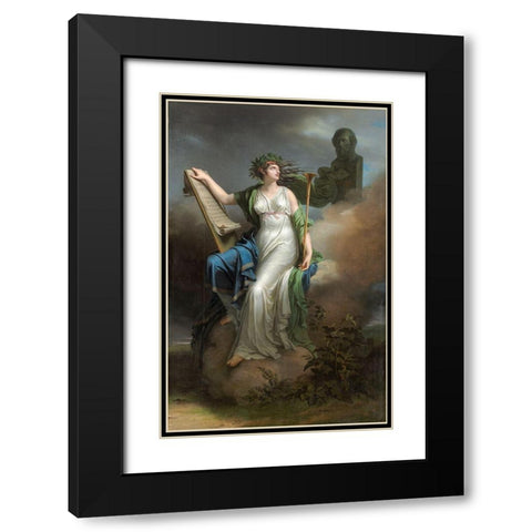 Calliope, Muse of Epic Poetry Black Modern Wood Framed Art Print with Double Matting by Meynier, Charles