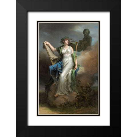 Calliope, Muse of Epic Poetry Black Modern Wood Framed Art Print with Double Matting by Meynier, Charles