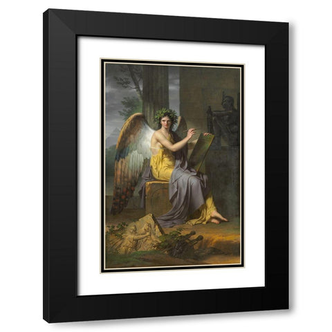 Clio, Muse of History Black Modern Wood Framed Art Print with Double Matting by Meynier, Charles