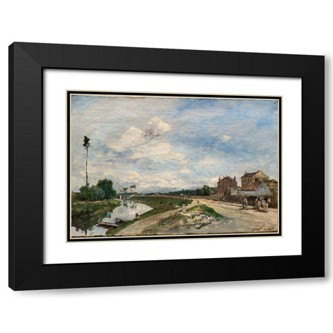 The Seine at Bas-Meudon Black Modern Wood Framed Art Print with Double Matting by Jongkind, Johan Barthold