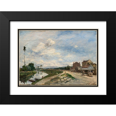 The Seine at Bas-Meudon Black Modern Wood Framed Art Print with Double Matting by Jongkind, Johan Barthold