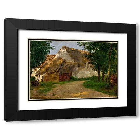 The Farm at the Entrance of the Wood Black Modern Wood Framed Art Print with Double Matting by Bonheur, Rosa