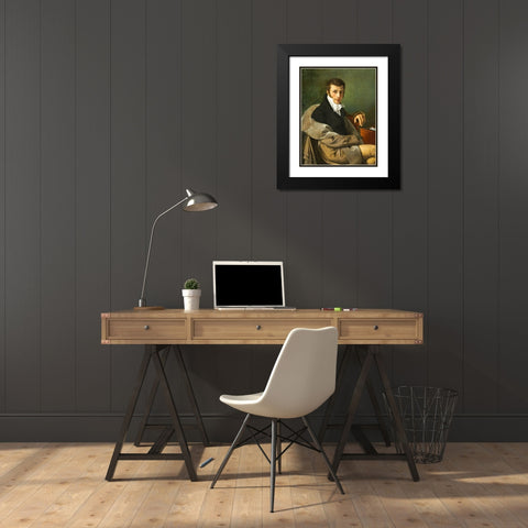 Self-Portrait Black Modern Wood Framed Art Print with Double Matting by Paelinck, Joseph