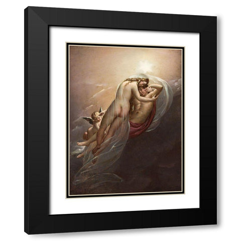 Aurora and Cephalus Black Modern Wood Framed Art Print with Double Matting by de Roucy-Trioson, Anne-Louis Girodet