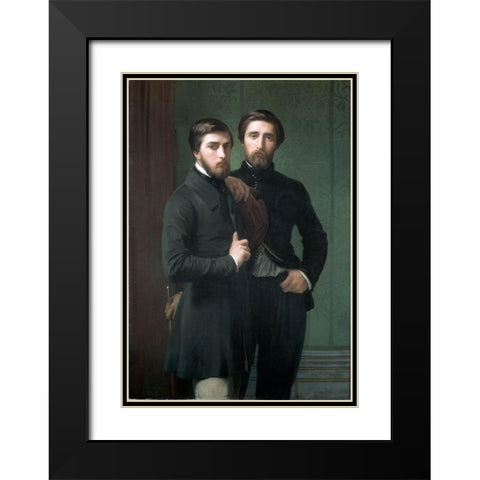 Rene-Charles Dassy and His Brother Jean-Baptiste-Claude-Amede Dassy Black Modern Wood Framed Art Print with Double Matting by Flandrin, Hippolyte Jean