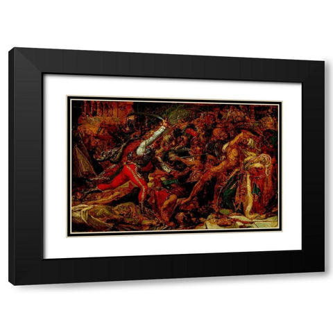 Sketch for The Revolt at Cairo Black Modern Wood Framed Art Print with Double Matting by de Roucy-Trioson, Anne-Louis Girodet