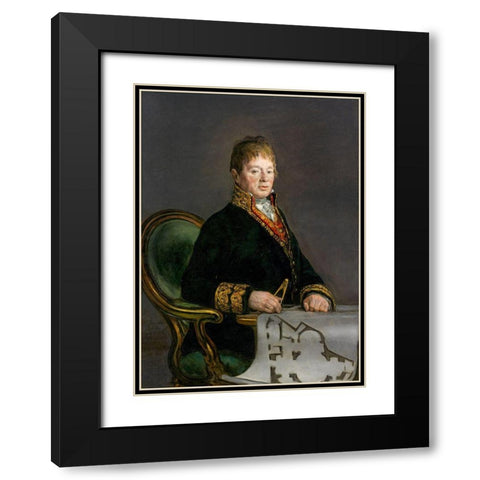 Portrait of Don Juan Antonio Cuervo Black Modern Wood Framed Art Print with Double Matting by Goya, Francisco de