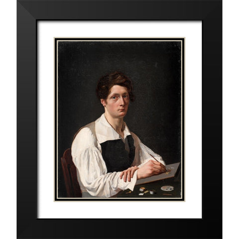 Self Portrait Black Modern Wood Framed Art Print with Double Matting by LePage, Francois