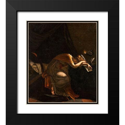 The Death of Sophonisba Black Modern Wood Framed Art Print with Double Matting by Guerin, Pierre