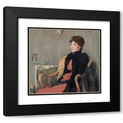 Portrait of a Woman Black Modern Wood Framed Art Print with Double Matting by Aman-Jean, Edmond Francois