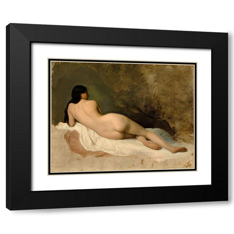 Study of a Reclining Nude Black Modern Wood Framed Art Print with Double Matting by Pils, Isidore