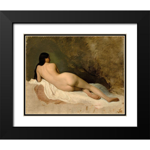 Study of a Reclining Nude Black Modern Wood Framed Art Print with Double Matting by Pils, Isidore