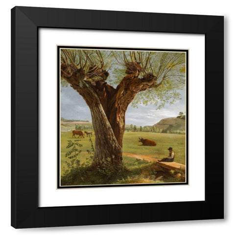 Pollard Willow Black Modern Wood Framed Art Print with Double Matting by Boquet, Pierre Jean
