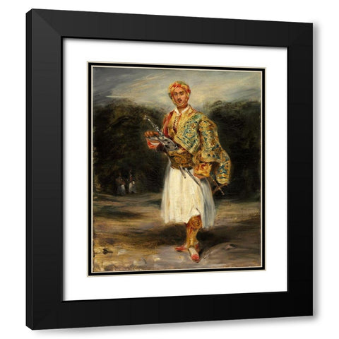 Count Demetrius de Palatiano in Suliot Costume Black Modern Wood Framed Art Print with Double Matting by Delacroix, After Eugene