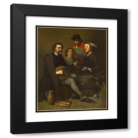 Singers Black Modern Wood Framed Art Print with Double Matting by Ribot, Theodule