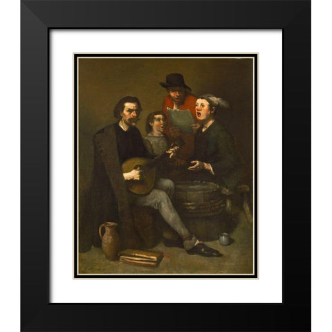 Singers Black Modern Wood Framed Art Print with Double Matting by Ribot, Theodule