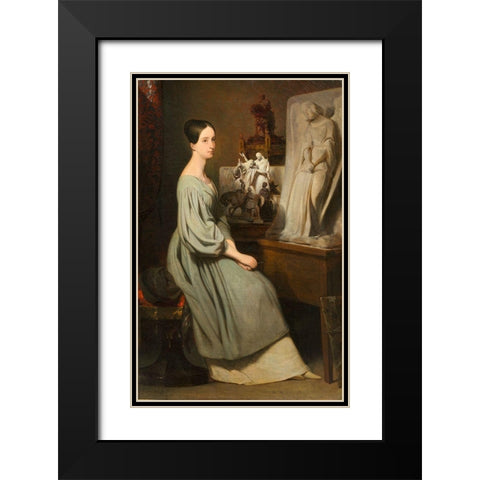 Princess Marie dOrleans in Her Studio Black Modern Wood Framed Art Print with Double Matting by Scheffer, Ary