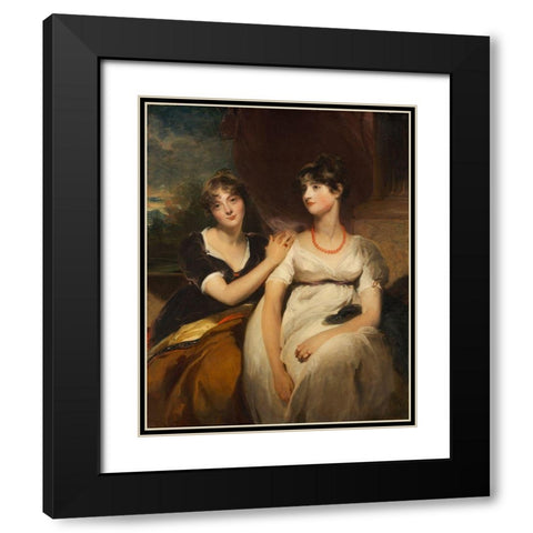 Portrait of Charlotte and Sarah Carteret-Hardy Black Modern Wood Framed Art Print with Double Matting by Lawrence, Thomas