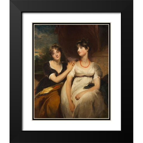 Portrait of Charlotte and Sarah Carteret-Hardy Black Modern Wood Framed Art Print with Double Matting by Lawrence, Thomas