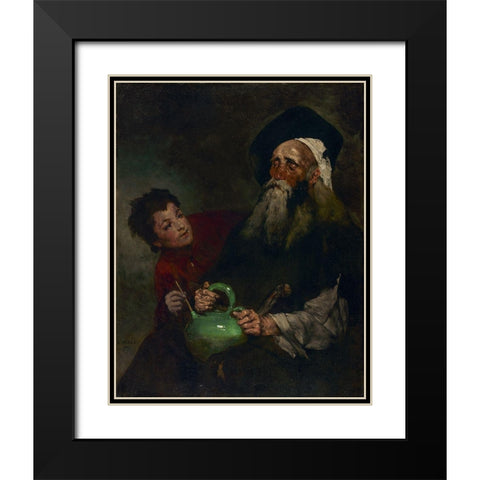 Lazarillo de Tormes and His Blind Master Black Modern Wood Framed Art Print with Double Matting by Ribot, Theodule