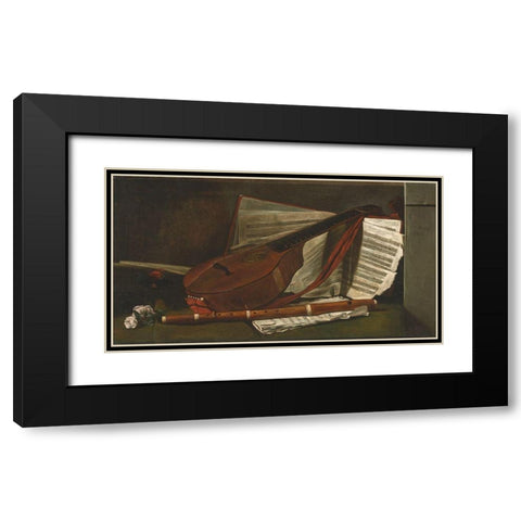 Attributes of Music Black Modern Wood Framed Art Print with Double Matting by Bonvin, Francois