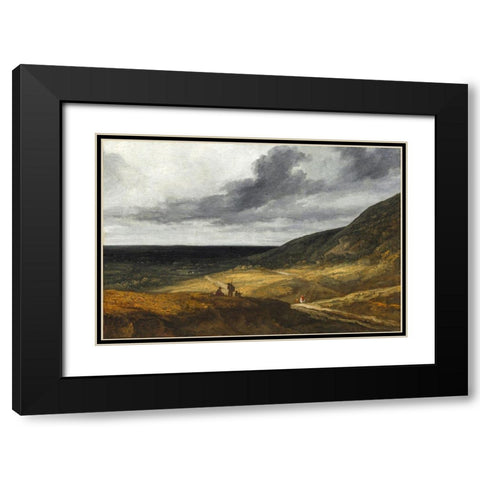 Landscape Near Paris Black Modern Wood Framed Art Print with Double Matting by Michel, Georges
