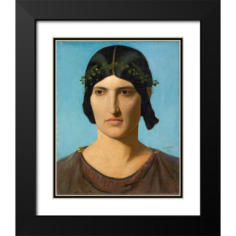 Head of an Italian Woman Black Modern Wood Framed Art Print with Double Matting by Gerome, Jean-Leon