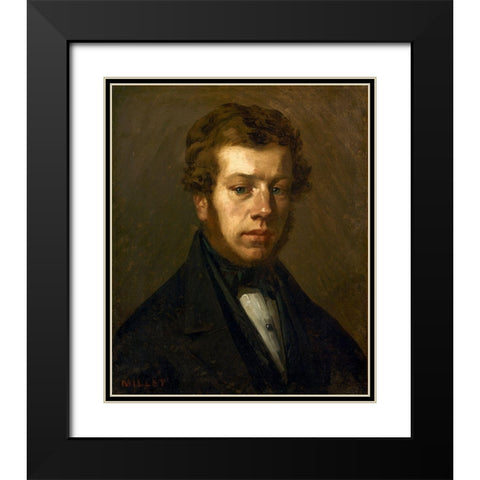 Monsieur Martin Black Modern Wood Framed Art Print with Double Matting by Millet, Jean-Francois
