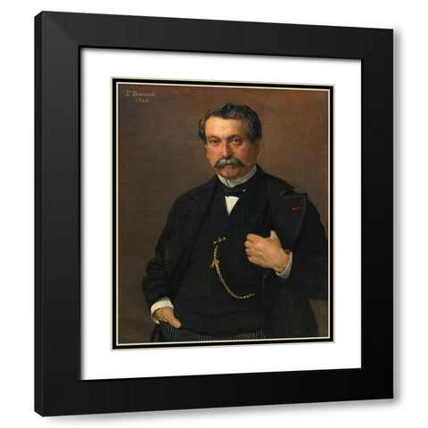 Portrait of a Man Black Modern Wood Framed Art Print with Double Matting by Bonnat, Leon