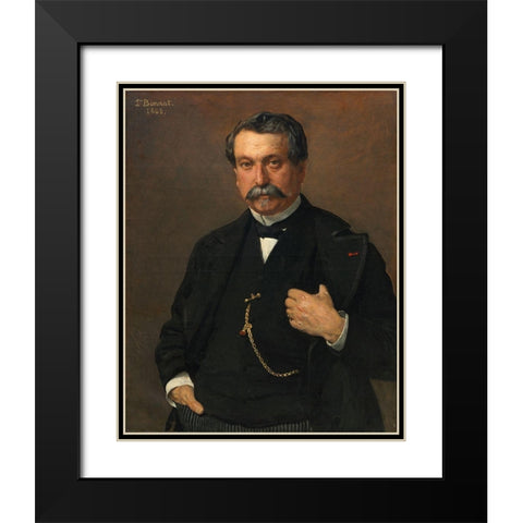 Portrait of a Man Black Modern Wood Framed Art Print with Double Matting by Bonnat, Leon