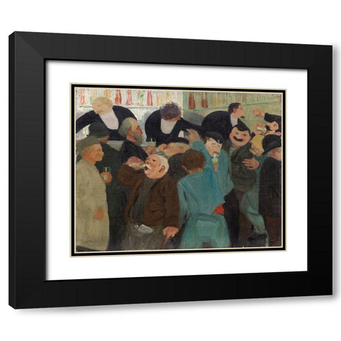 The Bistro Black Modern Wood Framed Art Print with Double Matting by Vallotton, Felix
