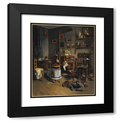 Cobblers Quarters Black Modern Wood Framed Art Print with Double Matting by Duplessy, Jean-Alphonse