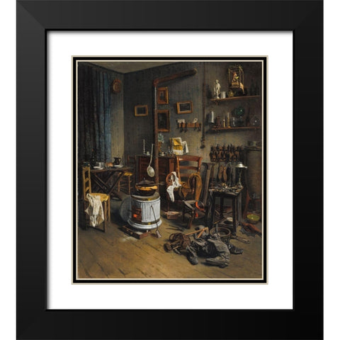 Cobblers Quarters Black Modern Wood Framed Art Print with Double Matting by Duplessy, Jean-Alphonse