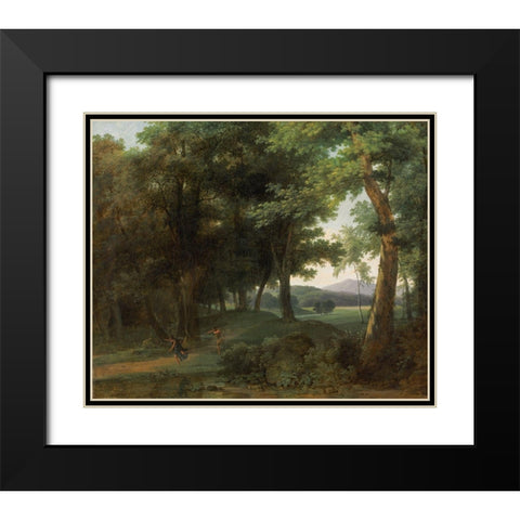 A Forest with Apollo and Daphne Black Modern Wood Framed Art Print with Double Matting by Bertin, Jean-Victor