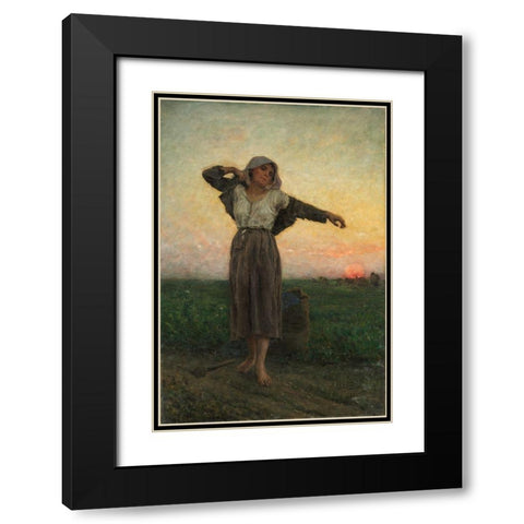 The Tired Gleaner Black Modern Wood Framed Art Print with Double Matting by Breton, Jules