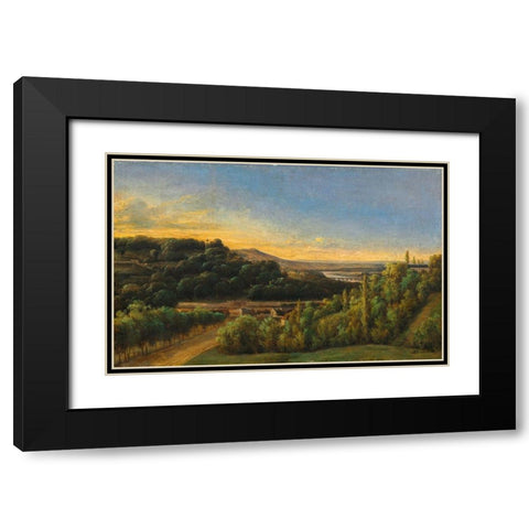View of Saint-Cloud, Near the Seine Black Modern Wood Framed Art Print with Double Matting by de St. Martin, Alexandre Pau