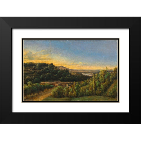 View of Saint-Cloud, Near the Seine Black Modern Wood Framed Art Print with Double Matting by de St. Martin, Alexandre Pau
