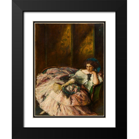 Souvenir of an International Ball, Portrait of Miss Kathleen Bruce Black Modern Wood Framed Art Print with Double Matting by Shannon, Charles Hasslewood