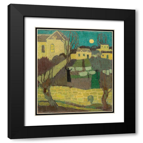 Drying the Linen, or Moonrise at the Priory Black Modern Wood Framed Art Print with Double Matting by Denis, Maurice