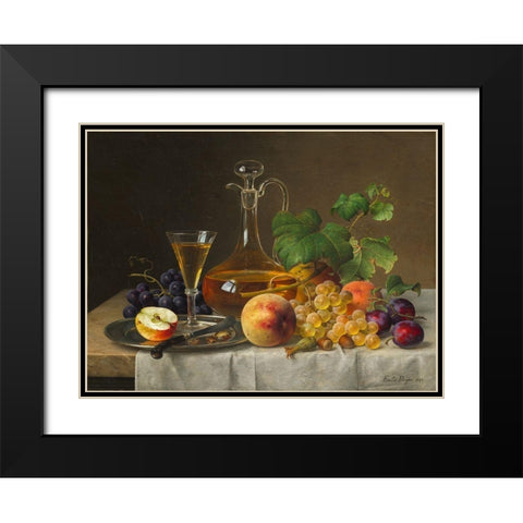 Still Life with Fruit Black Modern Wood Framed Art Print with Double Matting by Preyer, Emilie