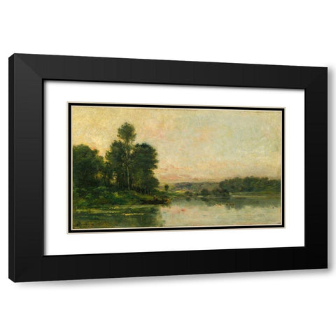 The Hillsides of Mery-sur-Oise, Opposite Auvers Black Modern Wood Framed Art Print with Double Matting by Daubigny, Charles Francois