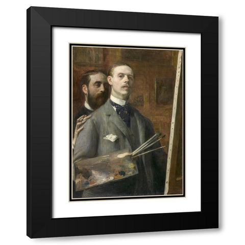 Self-Portrait with Raphael de Ochoa Black Modern Wood Framed Art Print with Double Matting by Blanche, Jacques-Emile