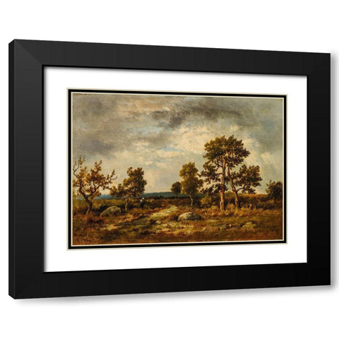 Path Near the Pond of Vipers, Fontainebleau Forest Black Modern Wood Framed Art Print with Double Matting by de la Pena, Narcisse Diaz