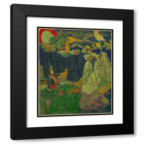 Procession on Pardon at Perros-Guirec Black Modern Wood Framed Art Print with Double Matting by Denis, Maurice