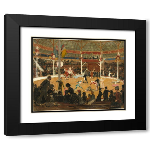 The Circus Black Modern Wood Framed Art Print with Double Matting by Valadon, Suzanne