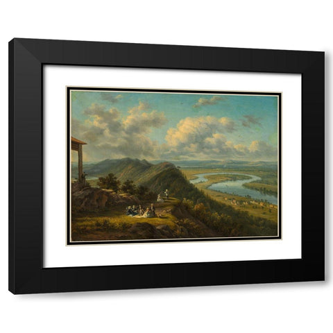 The Oxbow Seen from Mount Holyoke Black Modern Wood Framed Art Print with Double Matting by Grailly, Victor de