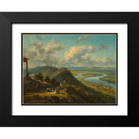 The Oxbow Seen from Mount Holyoke Black Modern Wood Framed Art Print with Double Matting by Grailly, Victor de