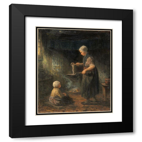 The Pancakes Black Modern Wood Framed Art Print with Double Matting by Israels, Jozef
